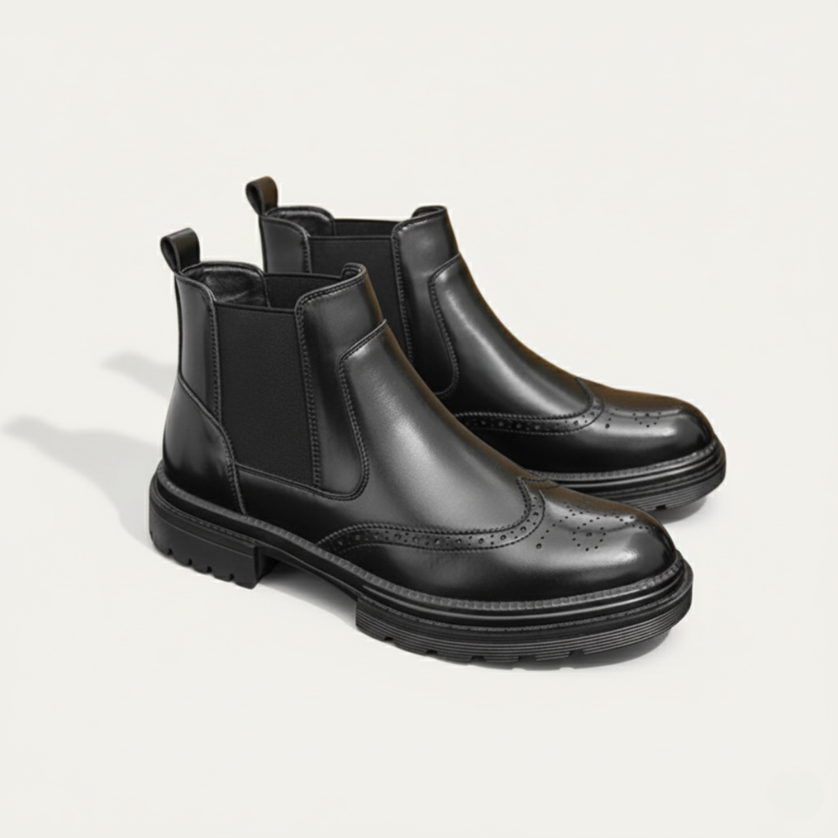 Axel | Men's Brogue Leather Chelsea Boots Black