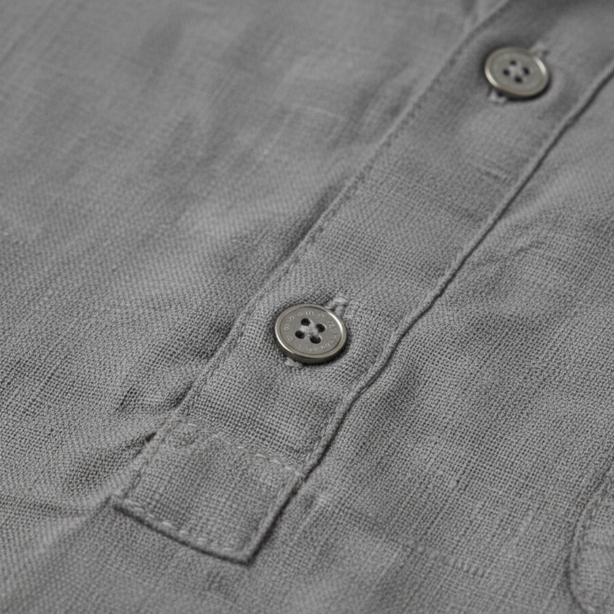 Axel | Men's Casual Linen Henley Shirt Gray Short Sleeve