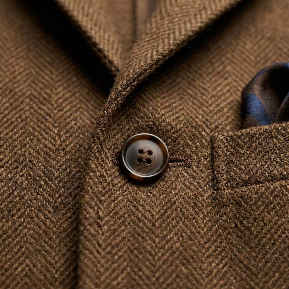 Callum | Men's Herringbone Wool Blazer Olive Green