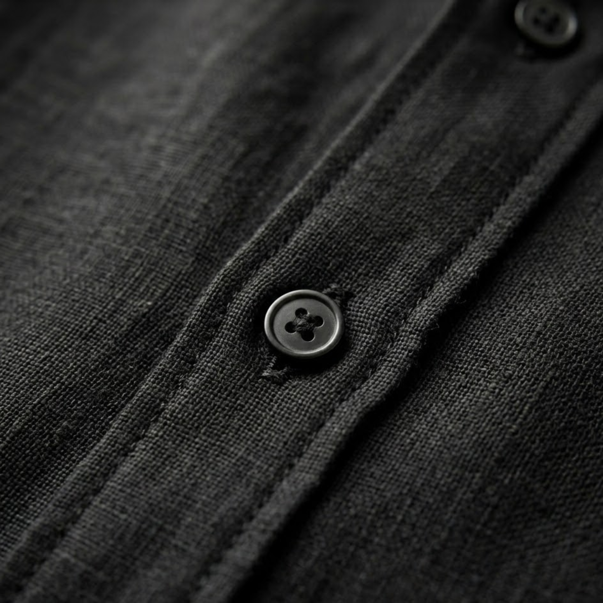 Sage | Men's Linen Button Up Shirt Black Long Sleeve
