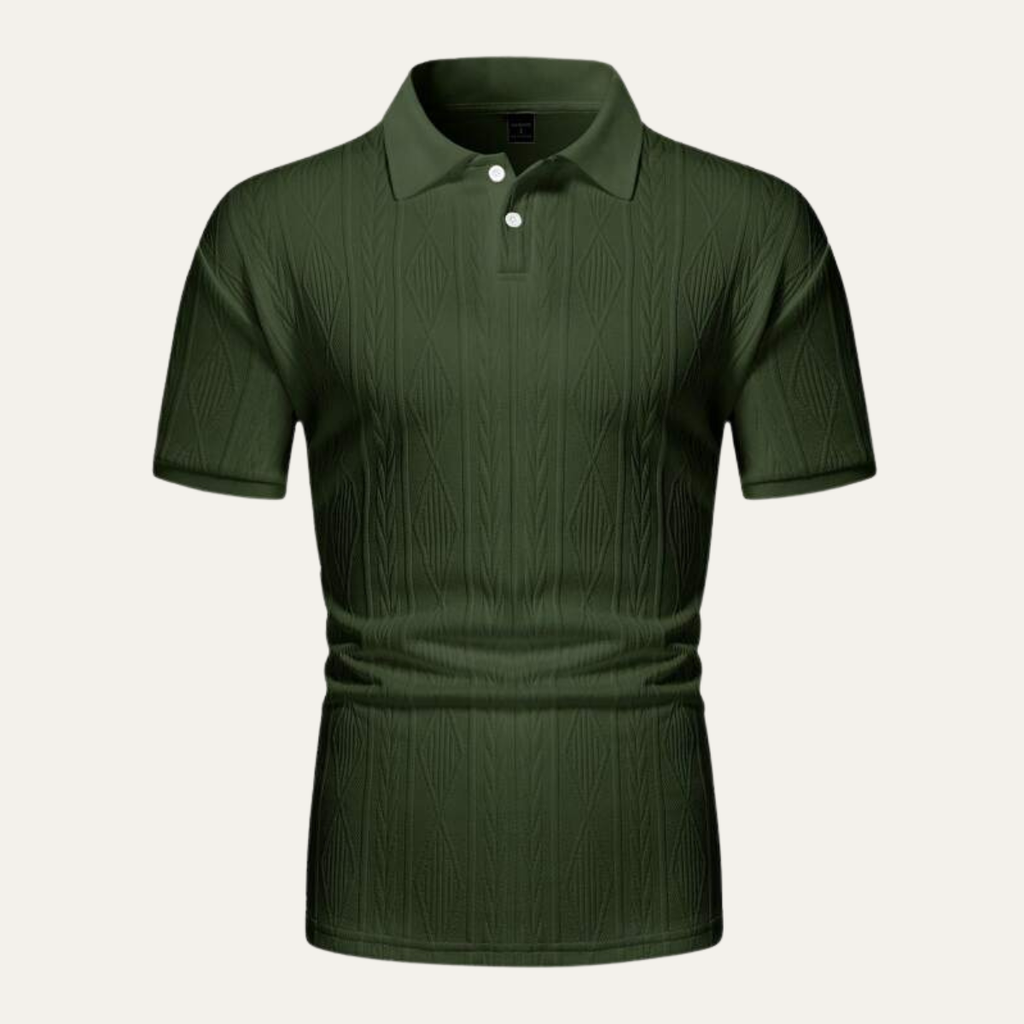 Dama Washington Ash men's textured polo shirt olive green short sleeve - view 5