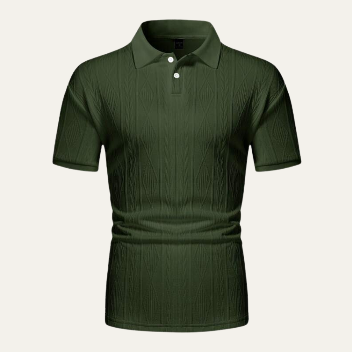 Ash | Men's Textured Polo Shirt Olive Green Short Sleeve