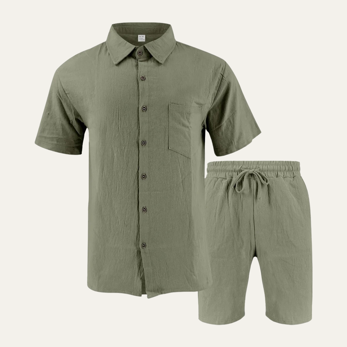 Blake | Men's Linen Shirt Shorts Set Sage Green Casual