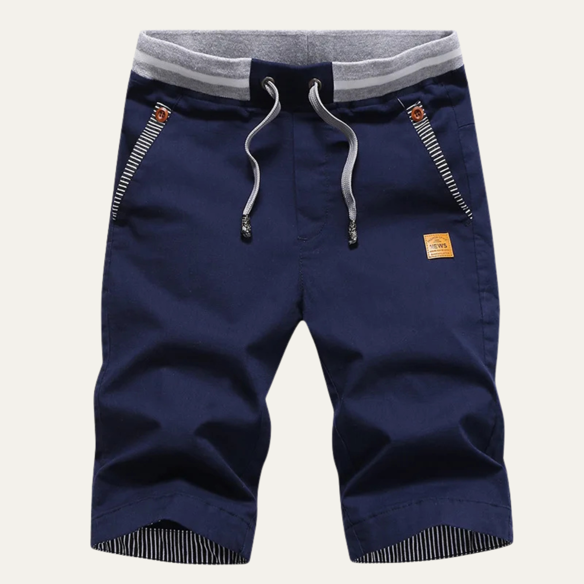 Jude | Men's Cargo Shorts Navy Drawstring Zipper Pockets