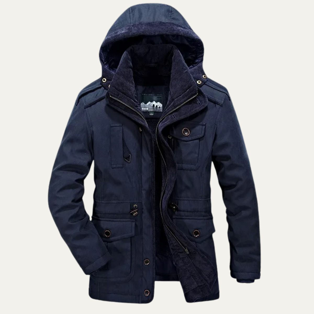 Ash | Men's Winter Parka Olive Hooded Quilted Jacket