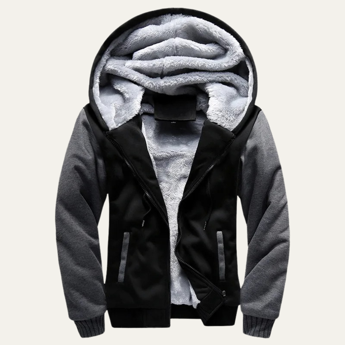 Bash | Men's Fleece Lined Zip Up Hoodie Black Gray