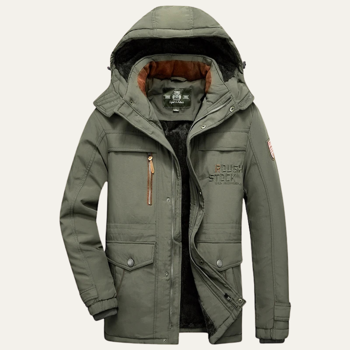 Jasper | Men's Hooded Puffer Coat Olive Green Warm Winter