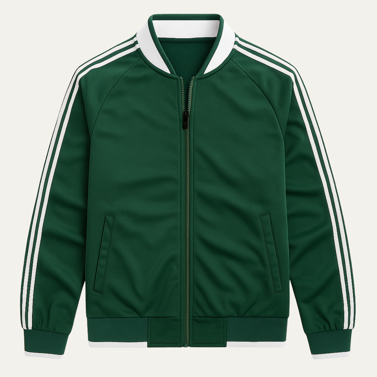 Rhys | Men's Lightweight Track Jacket Green White Striped Sleeves