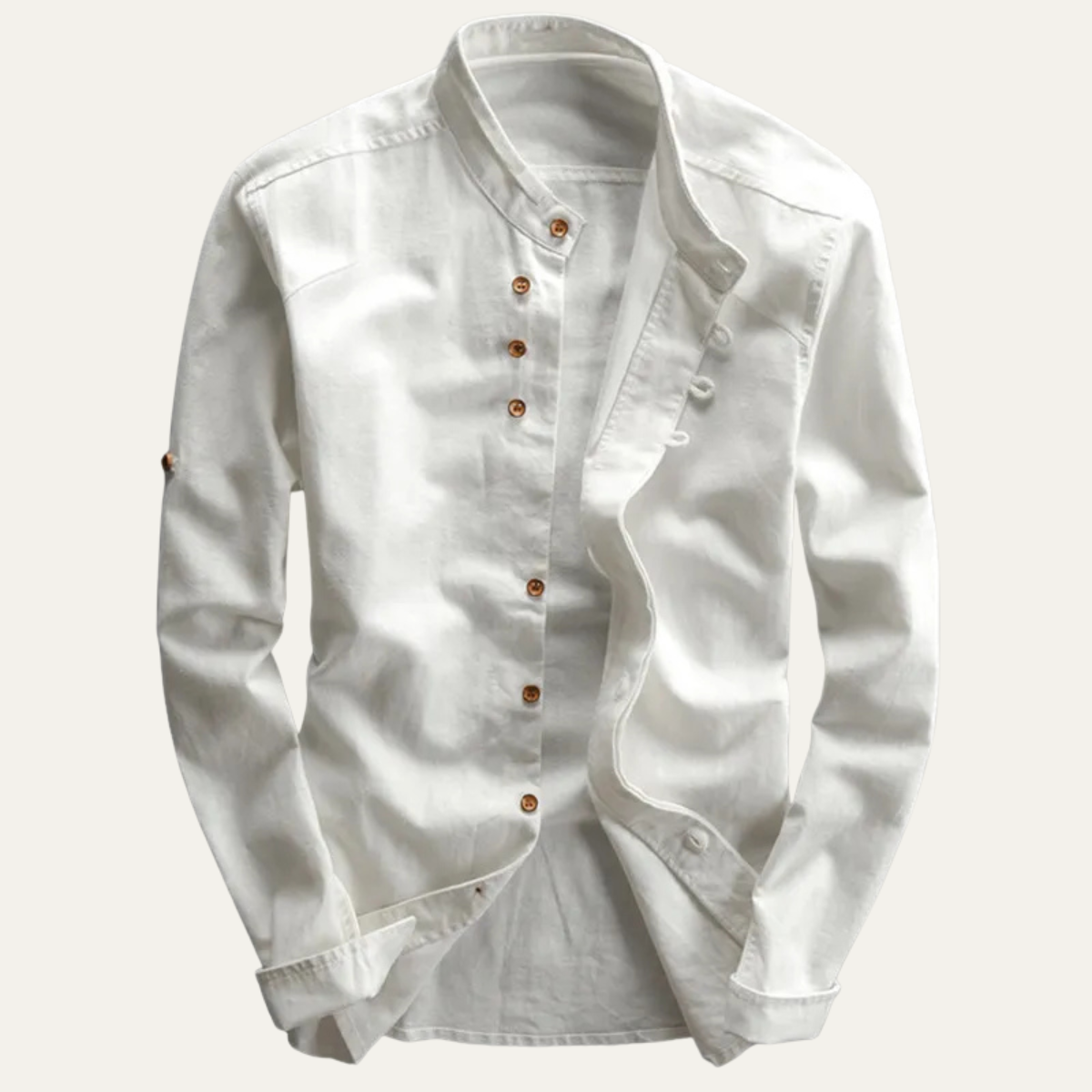 Axel | Men's Linen Button Up Shirt White Long Sleeve