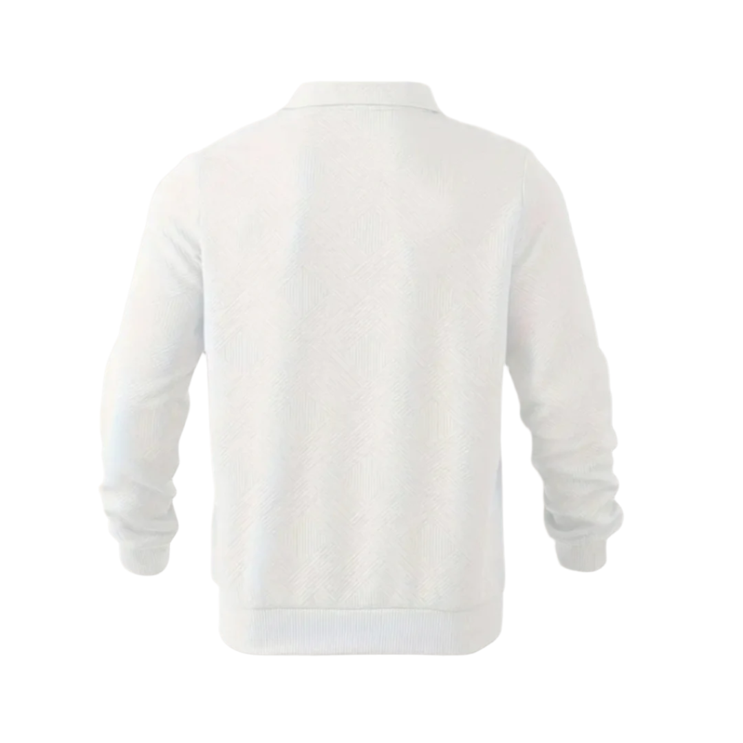 Wyatt | Men's Quarter Zip Sweater Cream Geometric Pattern
