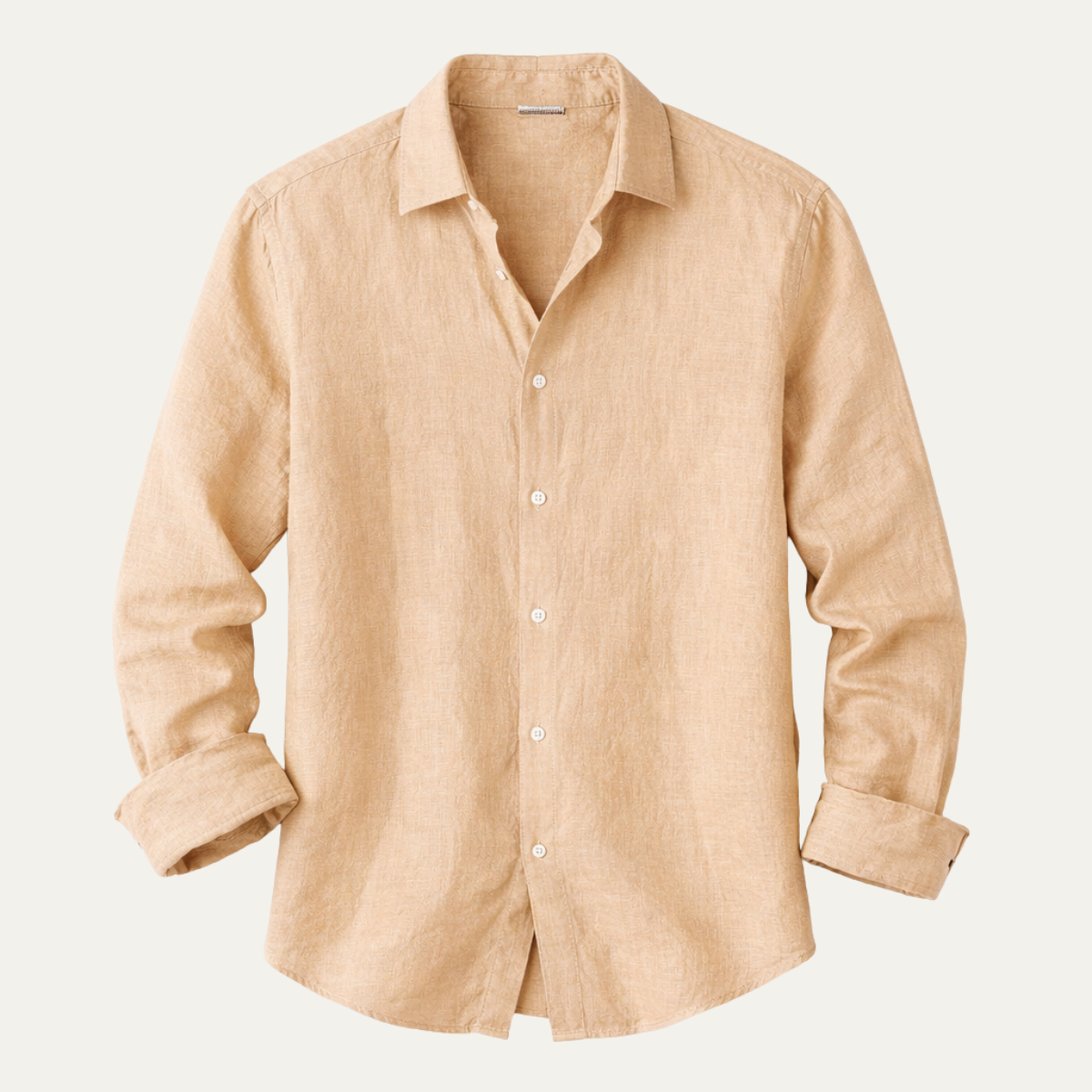 Ezra | Men's Linen Shirt Cream Button Up Long Sleeve