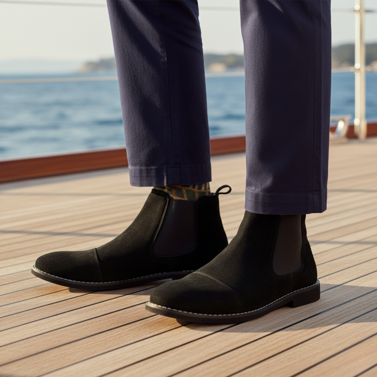 Hugo | Men's Chelsea Slip On Suede Boot Black