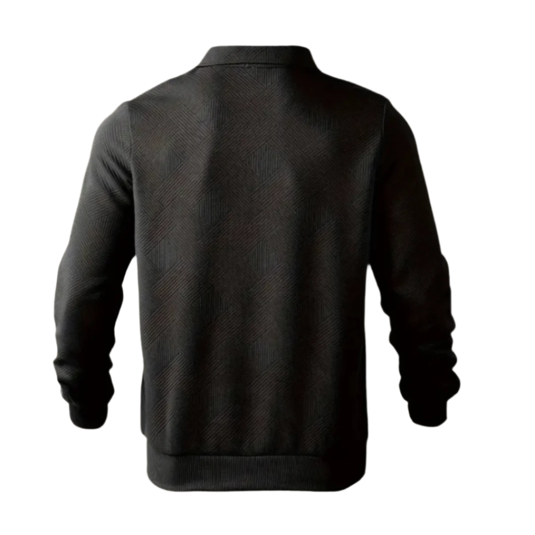 Wyatt | Men's Quarter Zip Sweater Cream Geometric Pattern