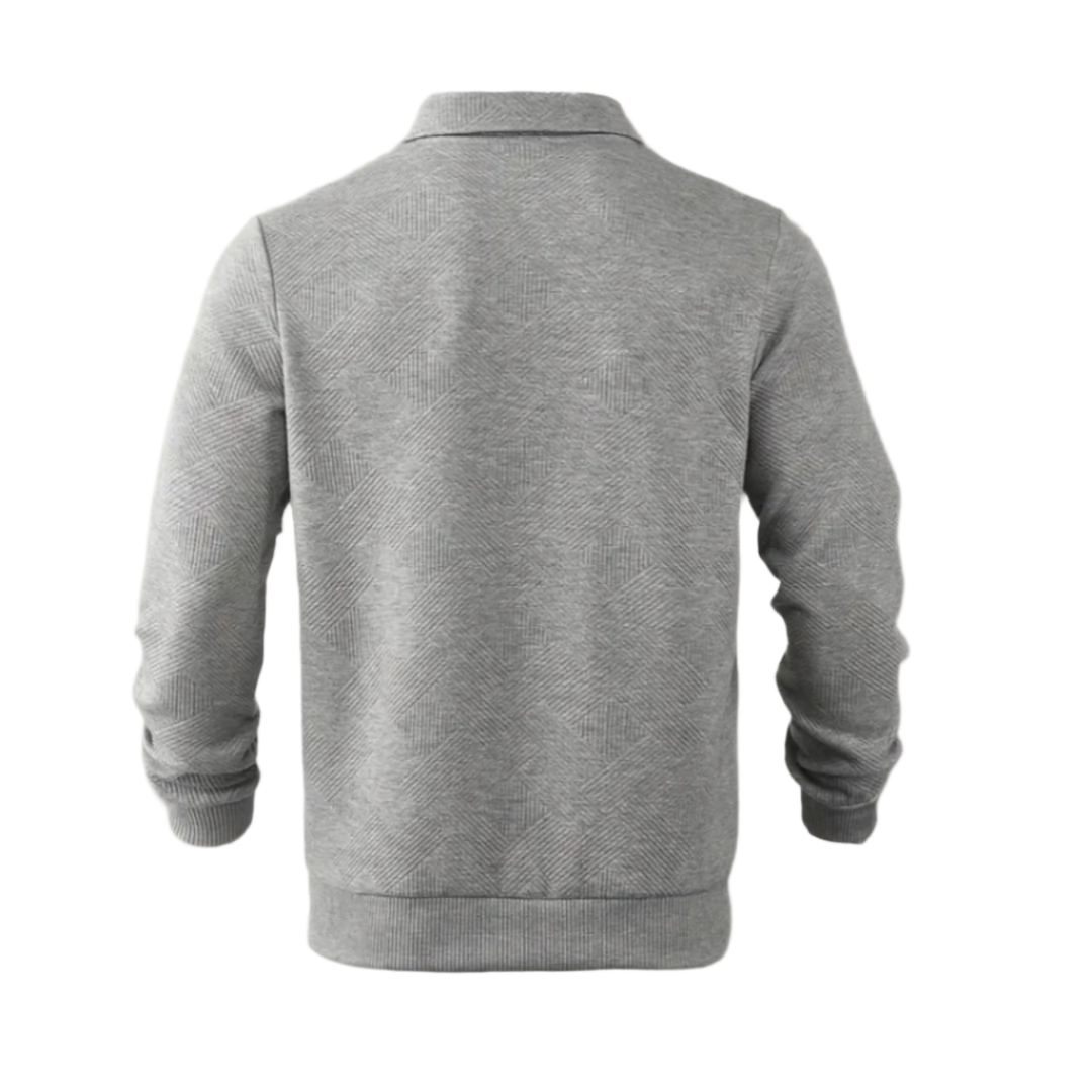 Wyatt | Men's Quarter Zip Sweater Cream Geometric Pattern
