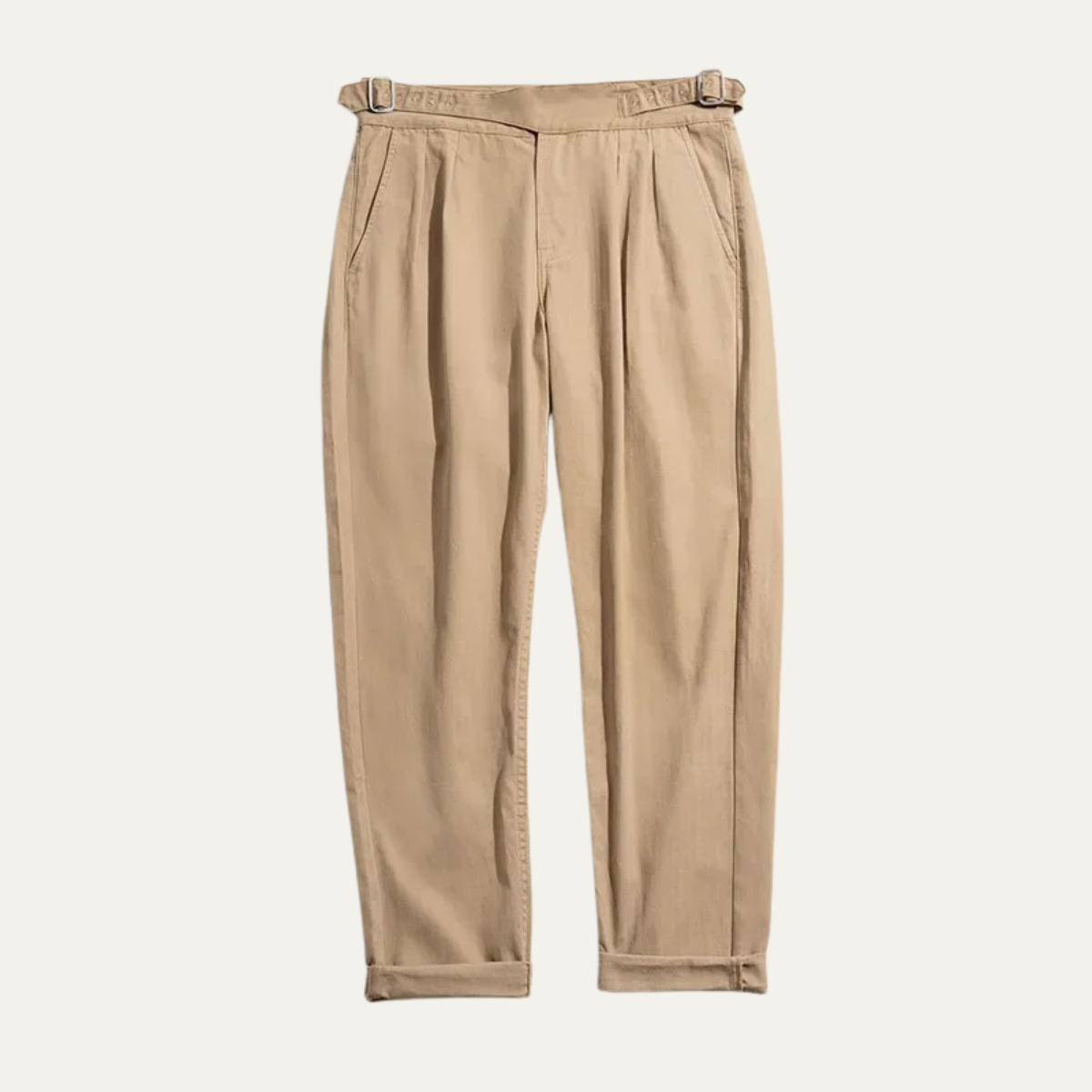 Callum | Men's Casual Double Pleated Straight Leg Pants Beige