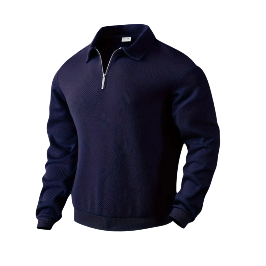 Wyatt | Men's Quarter Zip Sweater Cream Geometric Pattern