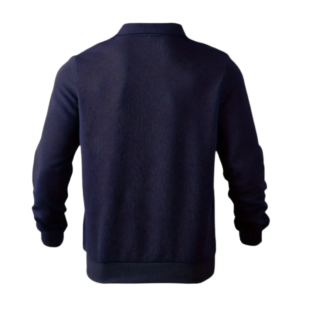Wyatt | Men's Quarter Zip Sweater Cream Geometric Pattern
