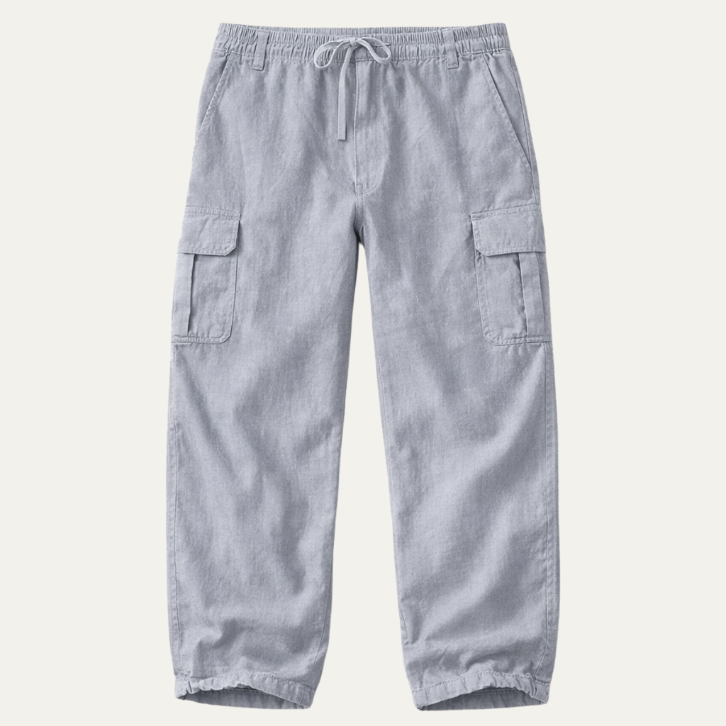 Dama Washington Jude men's cargo pants light gray relaxed fit multi pocket - view 6