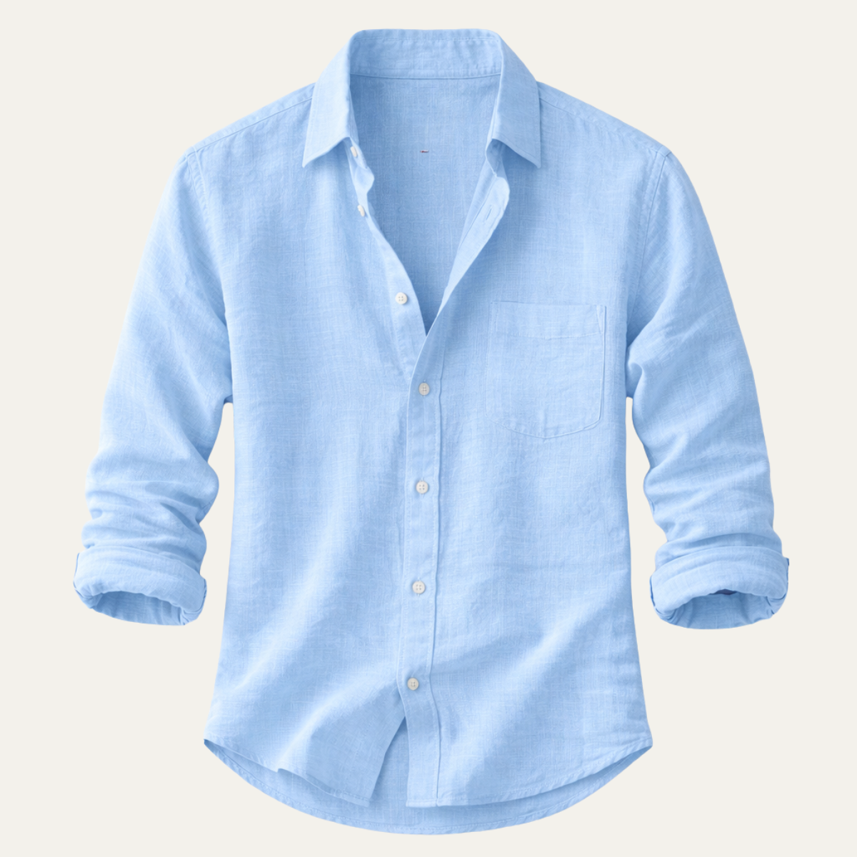 Beau | Men's Linen Button Up Shirt Light Blue Long Sleeve