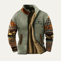 Dama Washington Axel men's boho fleece jacket gray ethnic pattern sherpa lined - front view