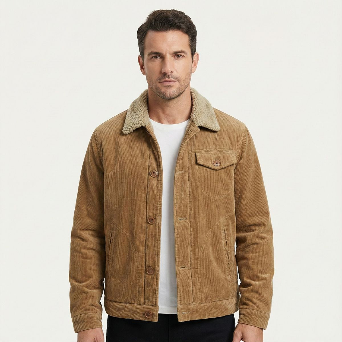 Hugo | Men's Sherpa Lined Corduroy Jacket Tan