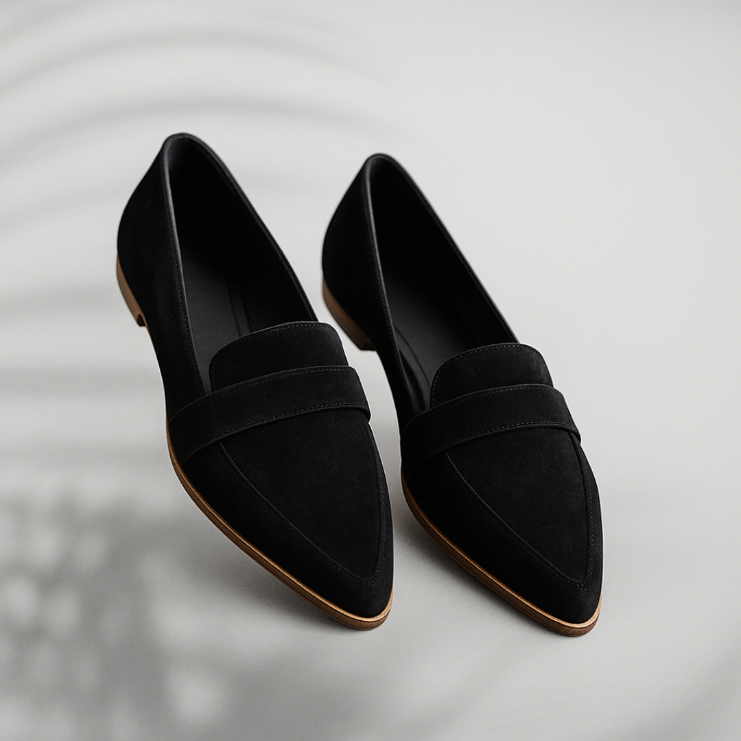 Rue | Women's Pointed Loafer Slip On Shoes Black Suede