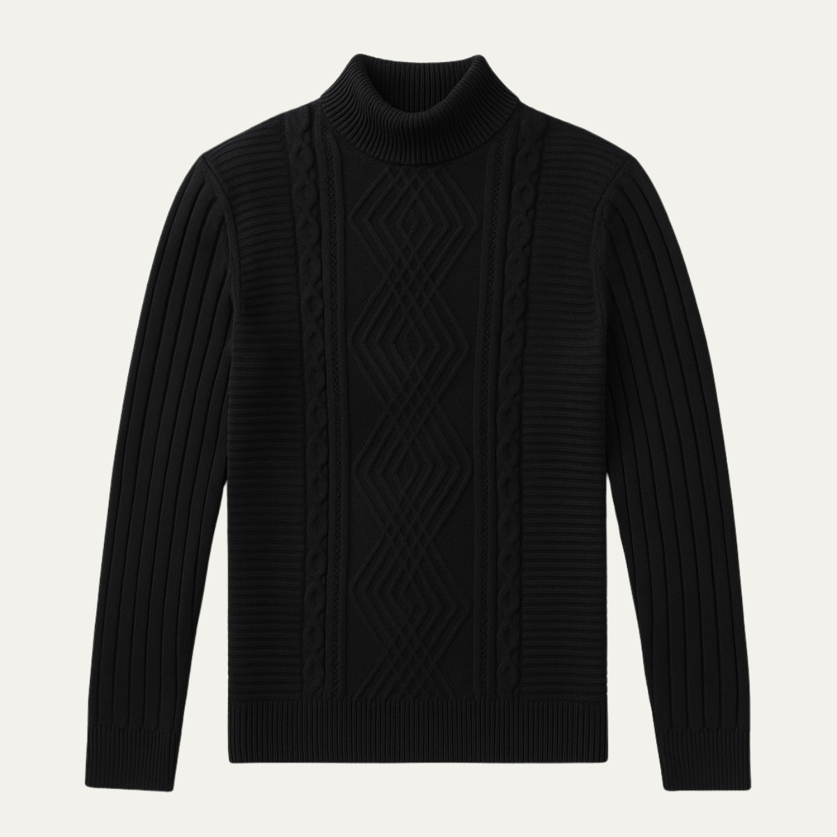 Jude | Men's Mock Neck Cable Knit Sweater Black