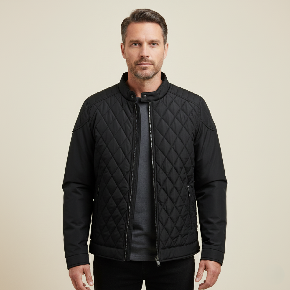 Ash | Men's Quilted Leather Jacket Black