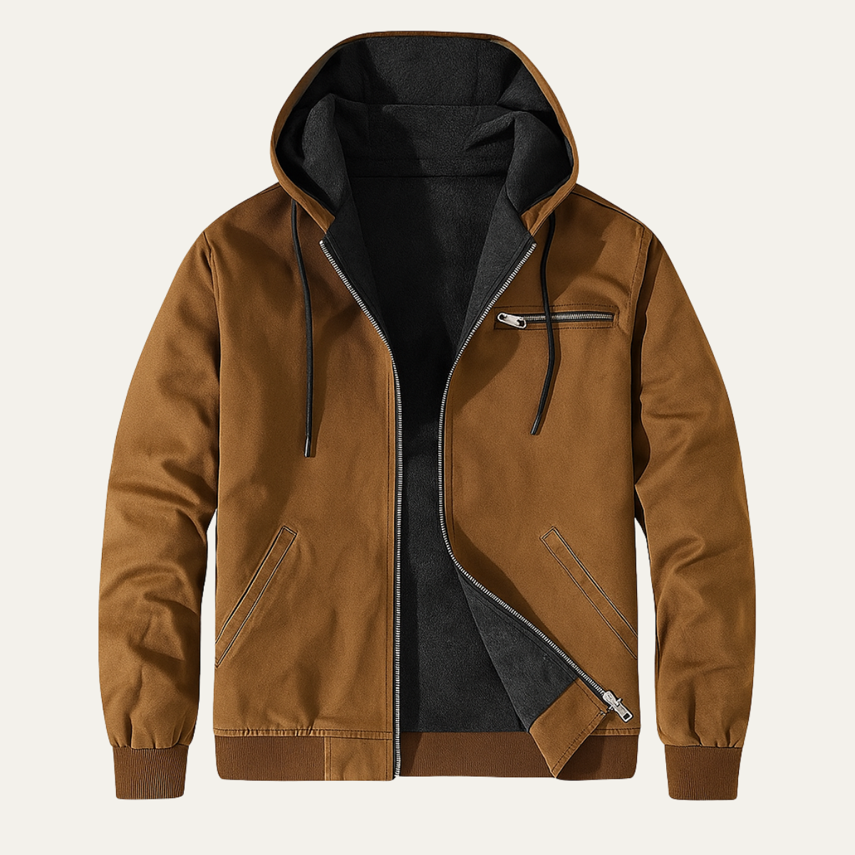 Ash | Men's Utility Jacket Tan Fleece Lined Hooded