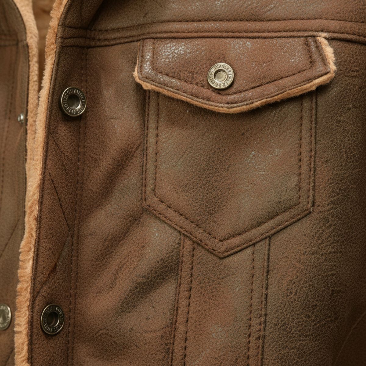 Rhys | Men's Sherpa Lined Denim Jacket Brown