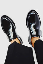 Dama Washington Opal women's black patent leather loafers velcro strap - view 2