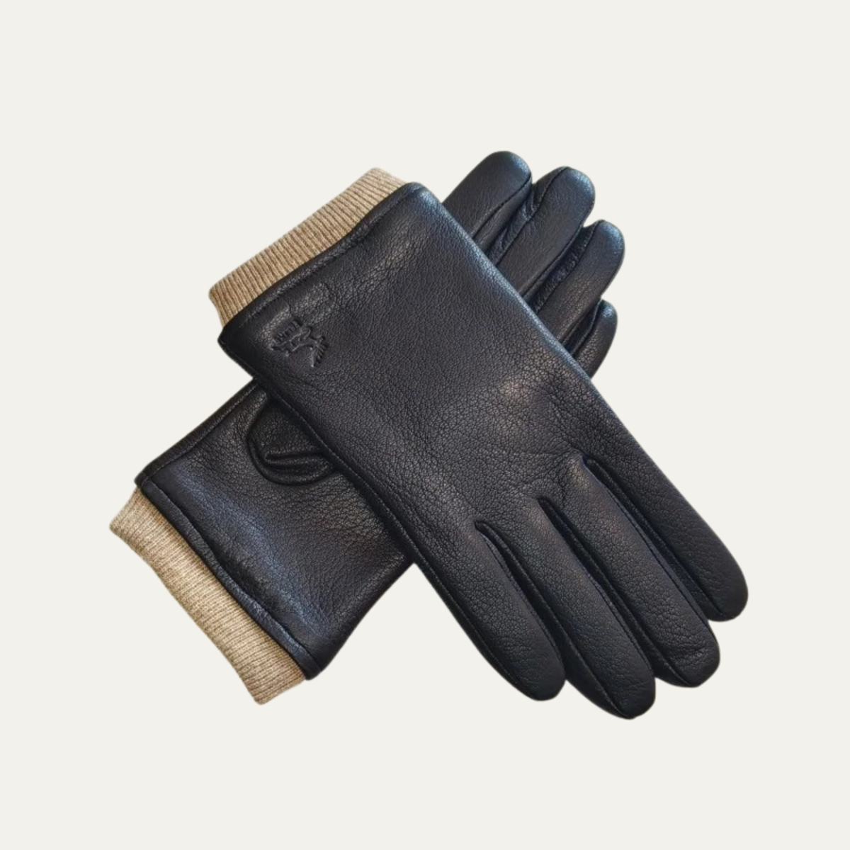 Rowan | Men's Leather Gloves Black Wool Lined Winter Driving