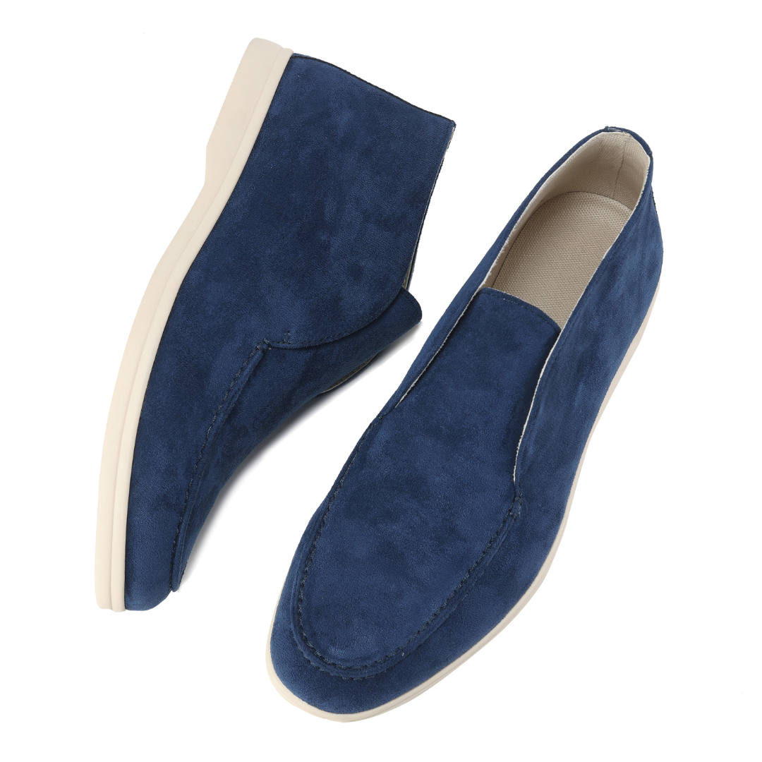 Luca | Men's Suede Slip On Loafer Boot Navy Cream Sole
