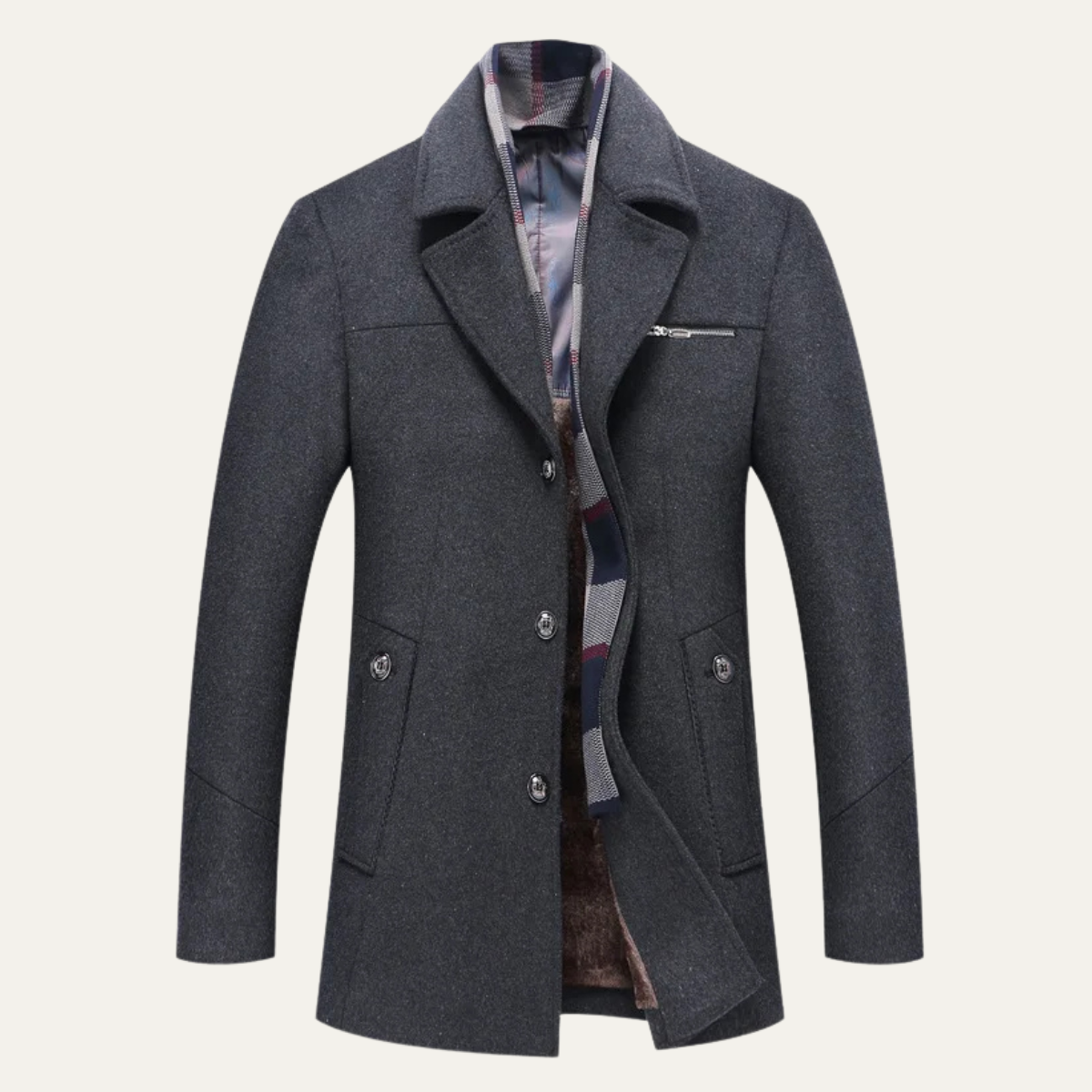 Beau | Men's Smart Casual Wool Blend Overcoat Navy