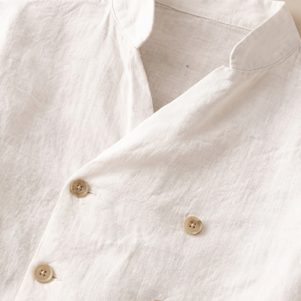 Dama Washington Sage men's double breasted linen shirt cream long sleeve - view 8
