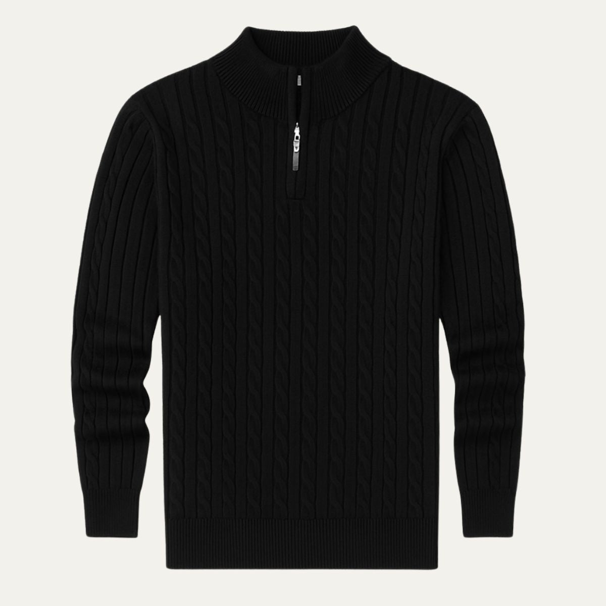 Stella | Men's Cable Knit Quarter Zip Sweater Gray