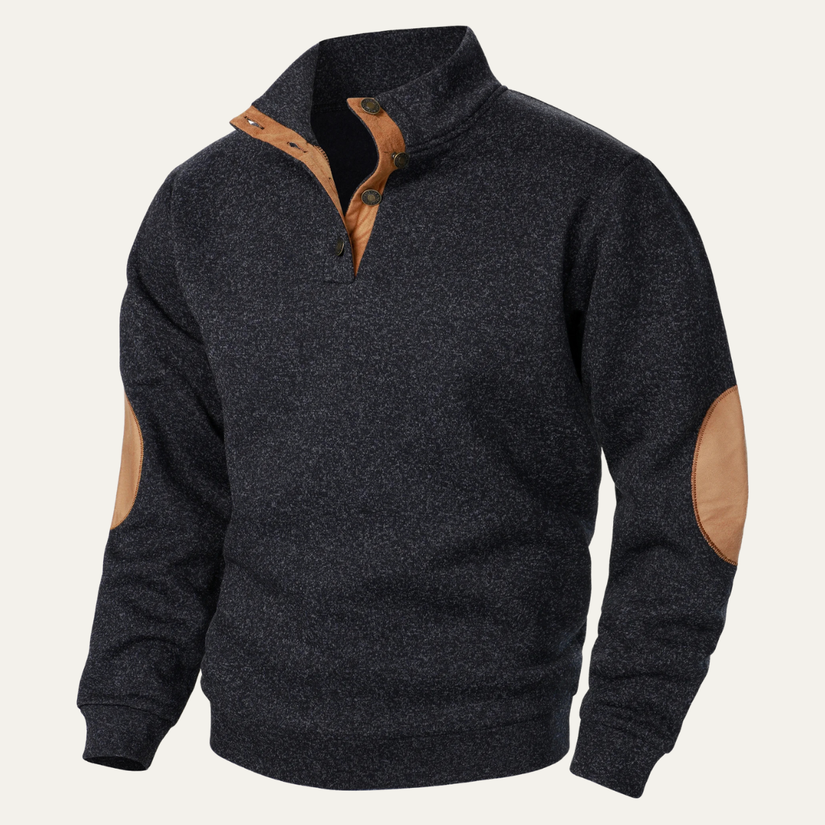 Jude | Men's Quarter Zip Sweater Charcoal Suede Elbow Patches
