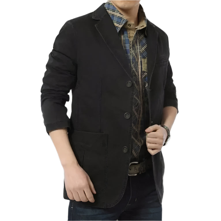 Ezra | Men's Casual Cotton Blazer Khaki Button Up