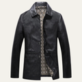 Dama Washington Axel men's leather jacket black button up winter coat - front view