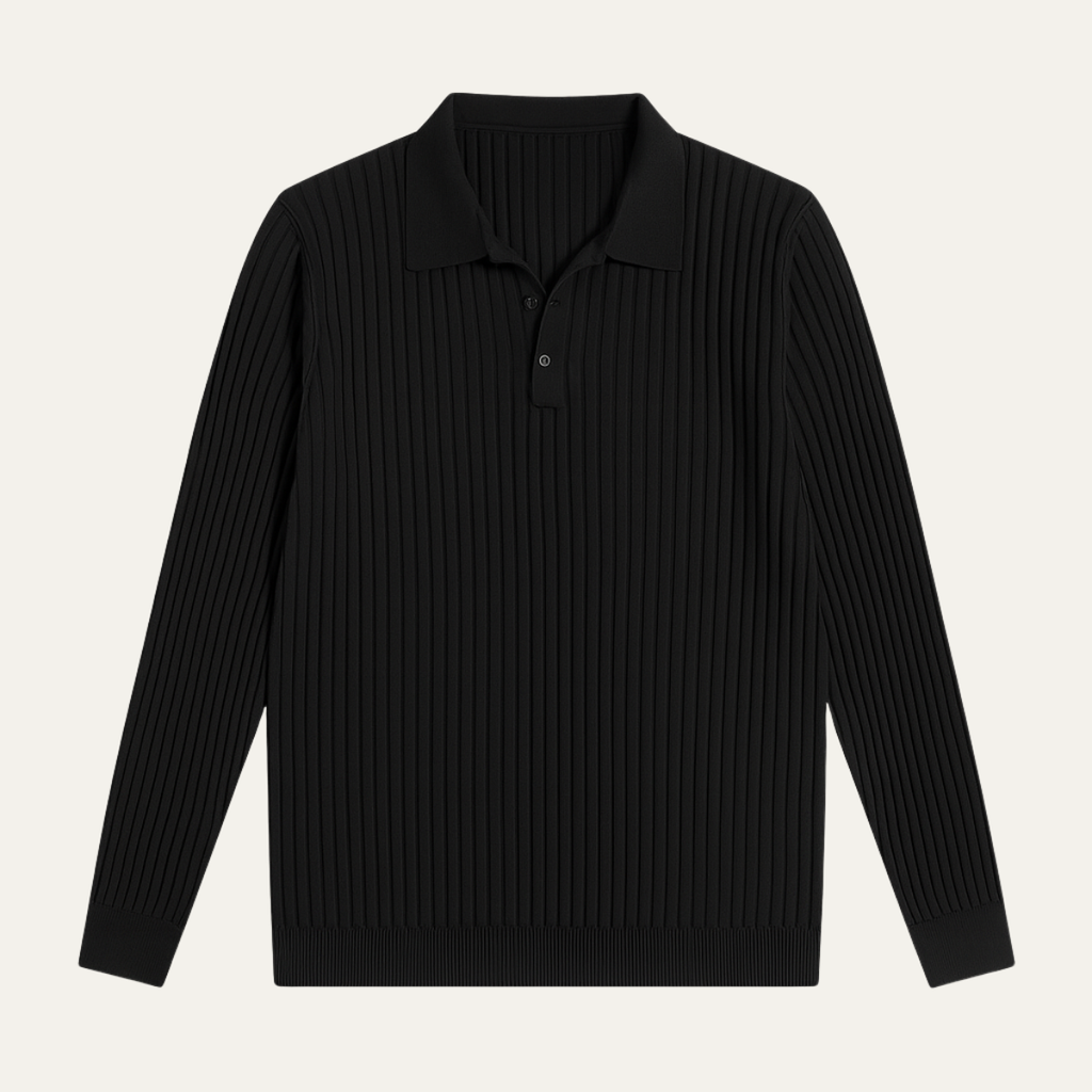 Dama Washington Soren men's ribbed polo shirt black long sleeve - view 8