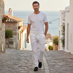 Dama Washington Axel men's casual loose fit linen drawstring pants white - view 8