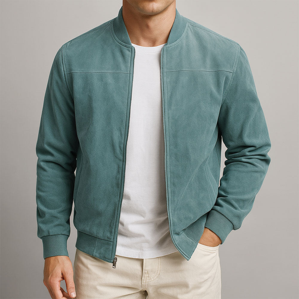 Axel | Men's Suede Zip Jacket Casual Beige