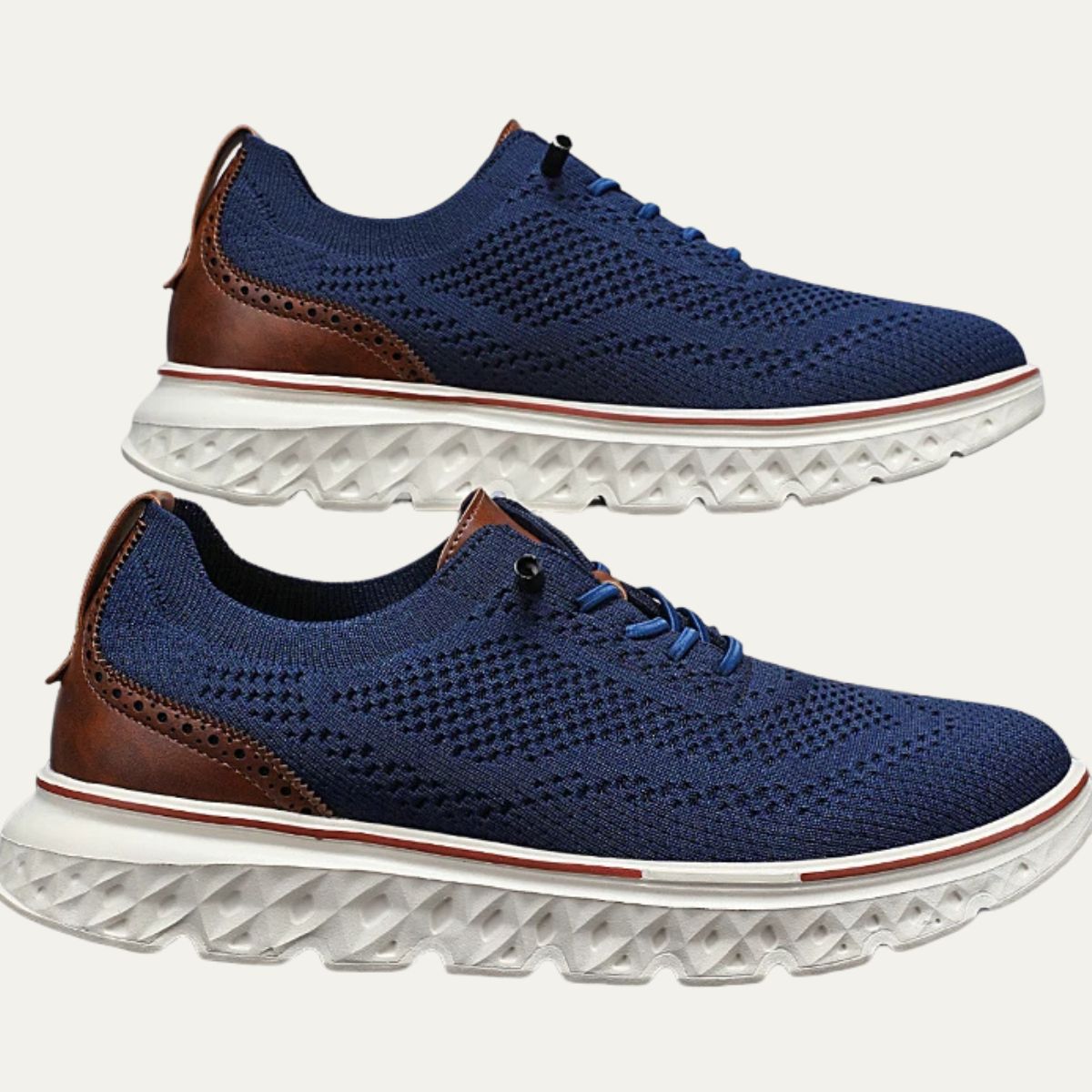 Kane | Men's Knit Lace Up Sneaker Cream Brown