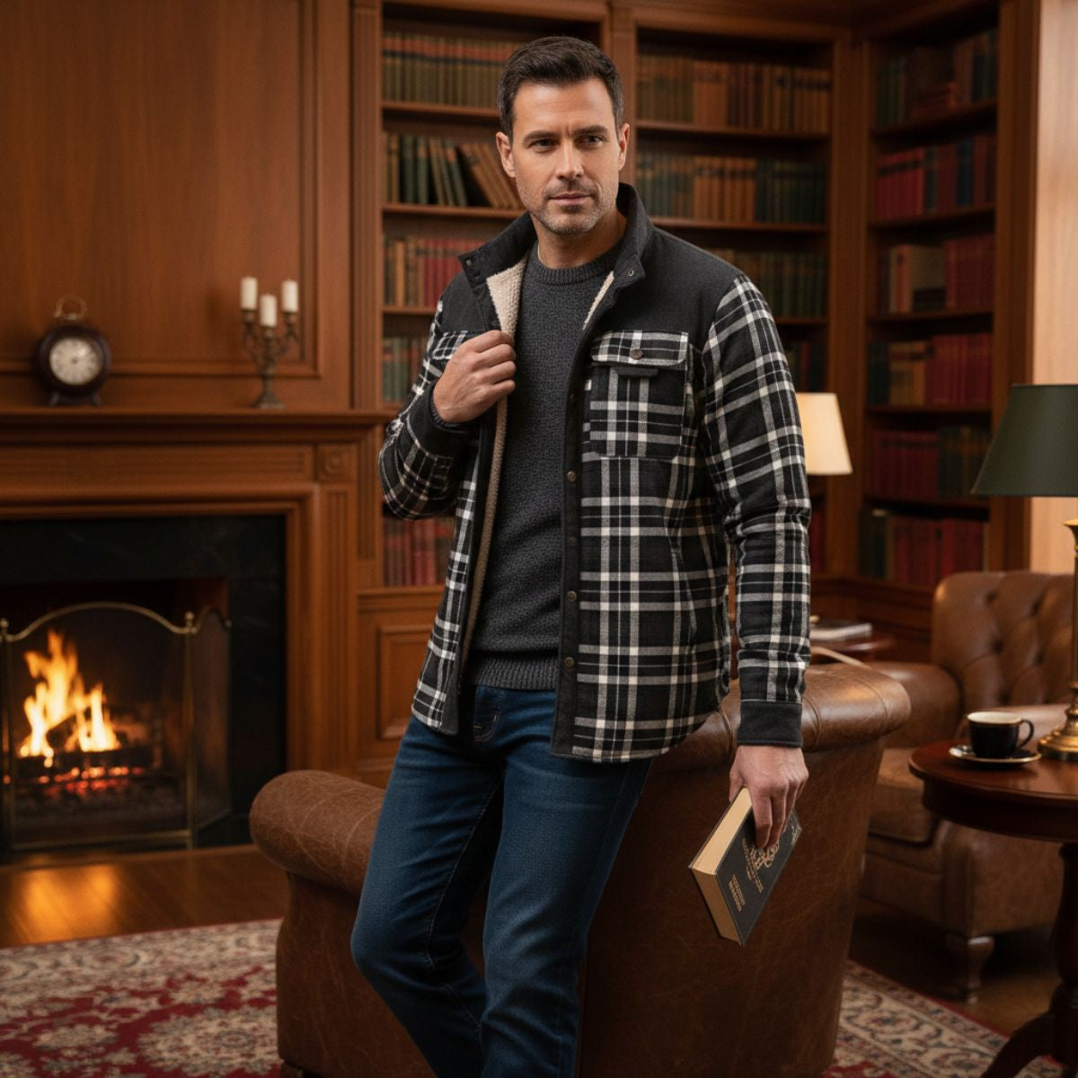 Rhys | Men's Plaid Check Jacket Burgundy Wool Blend