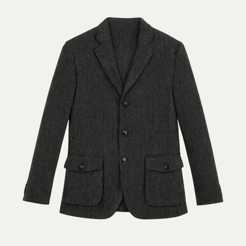 Dama Washington Arlo men's tweed herringbone blazer dark gray single breasted - view 2