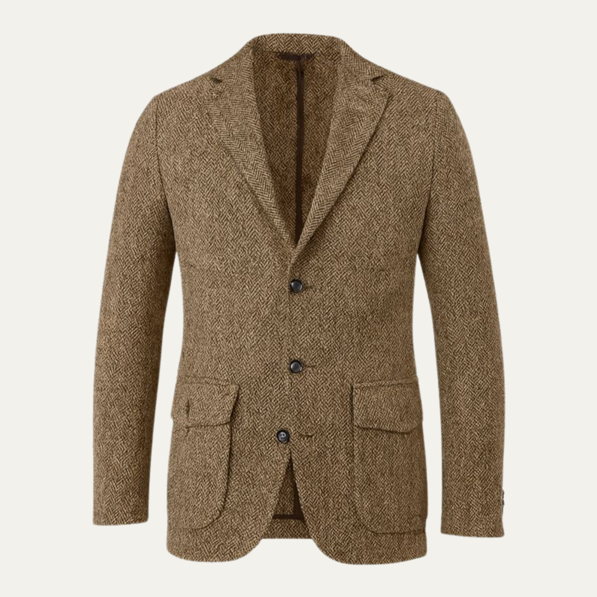 Beau | Men's Tweed Blazer Brown Herringbone Single Breasted
