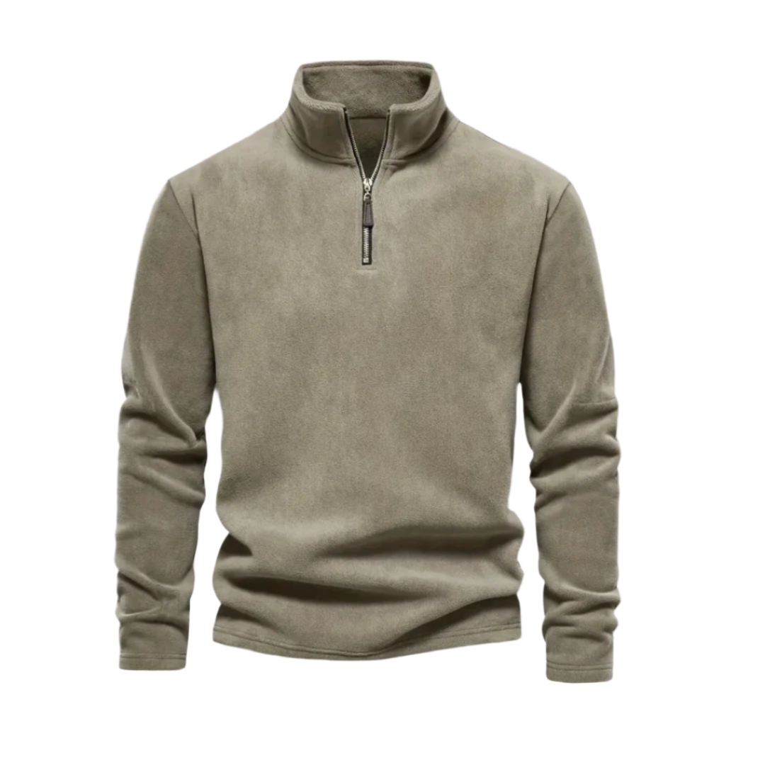Axel | Men's Quarter Zip Sweater Cream Long Sleeve Mock Neck