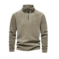 Dama Washington Axel men's quarter zip sweater cream long sleeve mock neck - front view