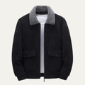 Dama Washington Arlo men's corduroy jacket sherpa collar black - front view