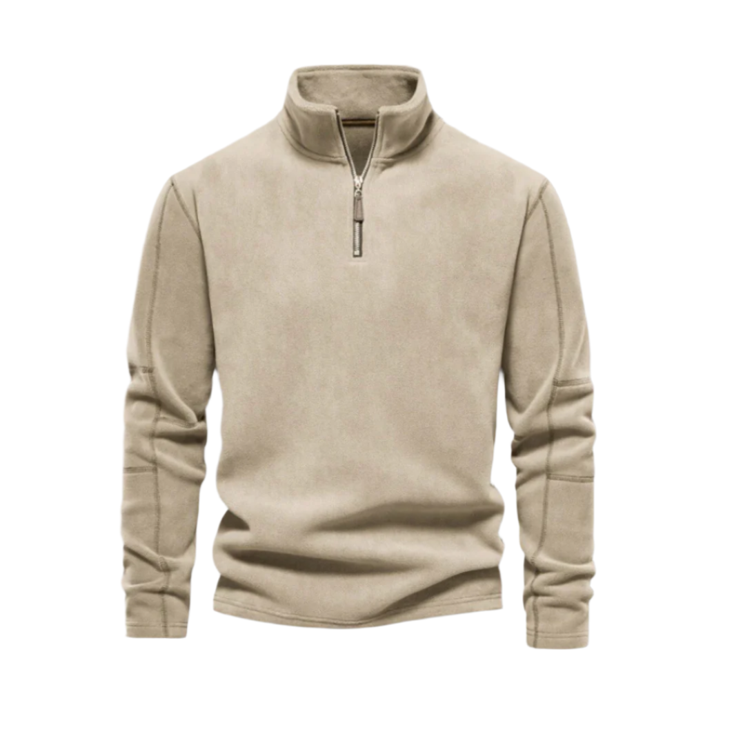 Axel | Men's Quarter Zip Sweater Cream Long Sleeve Mock Neck
